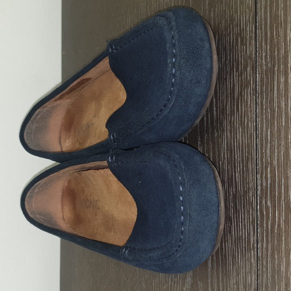 Vionic Debbie slip Navy Blue Suede Leather comfort Flats - Picture 6 of 7